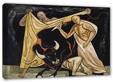Enmarcado-Carteles e impresiones famosos Oswaldo Guayasamin Reproducciones de pinturas abstractas en lienzo-la corrida de toros, 1947-Cuadro de arte de pared para la decoración 60x90cm(24x35in)