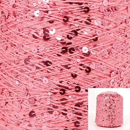 ZANZER 50 g Baumwolle Pailletten Garn 6 mm + 3 mm Pailletten Handstrickgarn Faden Luxus Glitzer weiches Seil DIY Material