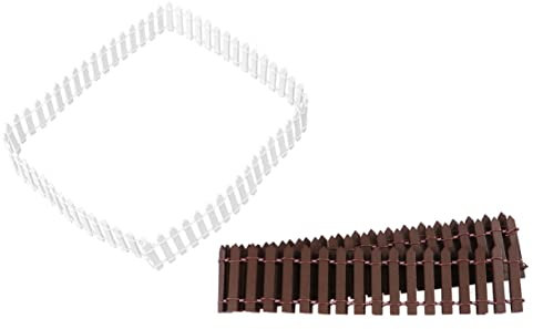 YARNOW 2stücke Mikro-landschaftszaun Handgefertigt Miniatur Holzzaun Runder Landschaftsbau-requisite Gartenzaun Für Bonsai Topfpflanze Puppenhaus Outdoor Dekoration Weißer Kaffee