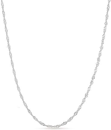 Einzelstück® Singapurkette 925 Silber 45-50 cm I Silberkette gedreht I minimalistische Kette Damen ohne Anhänger I Längenverstellbar (Memory Kette Silber)