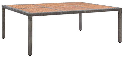 Camerina Gartentisch Outdoor MöBel Garten Tisch Balkontisch Wetterfest Terrassentisch Grau 200x150x74cm Poly Rattan und Akazie Massivholz