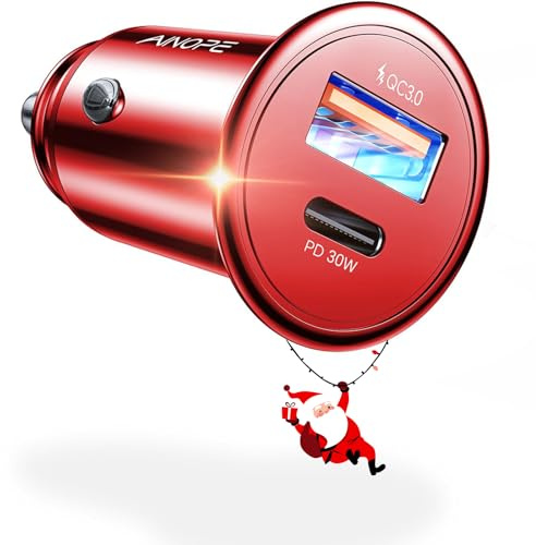 AINOPE Zigarettenanzünder USB C AutoLadegerät 12v USB Adapter Auto Ladegerät Stecker Kfz Ladegerät für iPhone 16/15/14/13/Pro Max Plus, iPad, Samsung (Red)