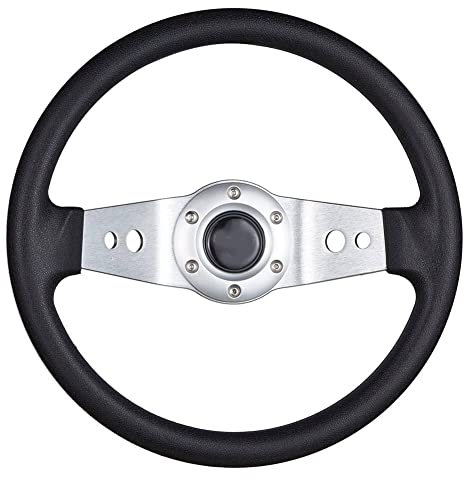 Volante Sportivo Auto,Volante A Calice Volante for auto a 2 razze intenso for auto 320mm diametro universale in pelle di alluminio Decorazione (Color : Silver)