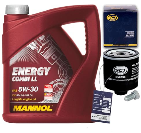 Filter Ölfilter+Mannol 5W30 Öl | SM836 / (OC295)+1113800100+MN1801+Mannol Combi LL für A3 Up Polo 9 6N Golf 4 5 6 7 Mii