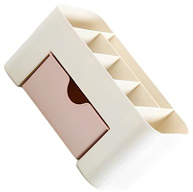 Allayu Scatola portaoggetti per Trucco con cassetto Bastoncino di Cotone per Smalto Contenitore per Articoli Vari da scrivania Contenitore per Cosmetici Supporto per la Cura della Pelle, Rosa Chiaro