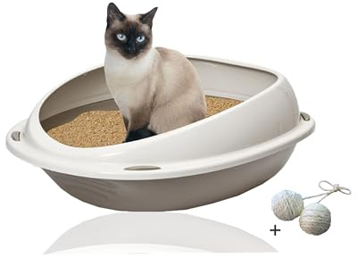 Rohrschneider Katzenklo groß, offen, mit hohem Rand, ohne Deckel, grau