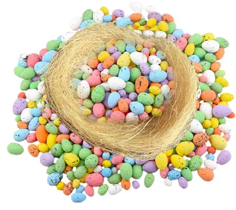 101Pcs Easter Egg Decorations,100 Speckled Foam Eggs And A Bird Nest,Resurrection Festival Tree Hanging Craft,Mini Color Ornaments,Decorative Easter Eggs,Outdoor/Indoor Scene Display Twig Descoration