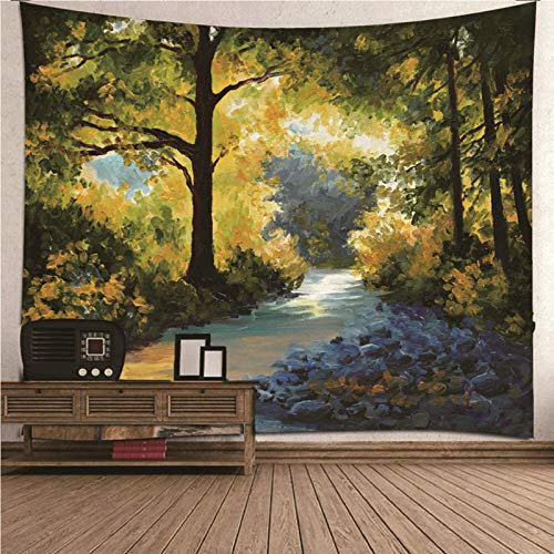CEVAN Wandteppich Klein Vintage Wanddecke Warm Pfad Im Wald Trip Wandteppich Günstige Wanddekoration Kunst Dekorationen Decke Wandbehang Stoff Gelbgrün 300x250cm