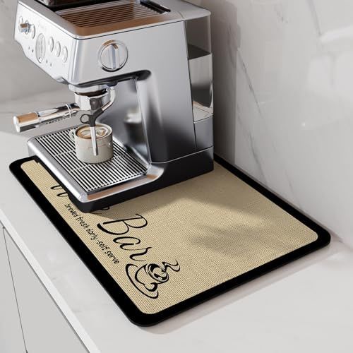 LIMNUO Coffee Mat Super Absorbent Dish Drying Mat Coffee Bar Accessories Match with Coffee Machine Coffee Pot Large Drying Mats for Kitchen Counter (80×43cm)