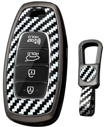KUNIO Keyless Schlüsselhülle Passt für Hyundai kona hybrid für Kona N Passt für Hyundai I30 Fastback i30N Schutz Metall Schlüsseletui Schlüsselcover Schlüsselanhänger 3/4/5 Tasten Silber