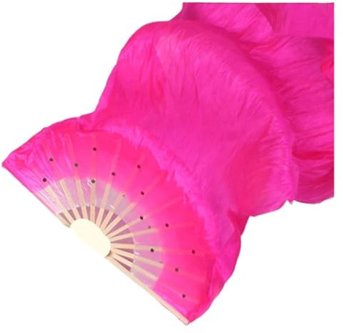GSJNHY Bauchtanz Fan 1,5 M Handgemachte Bunte Seide Fans Tanzen Bambus Lange Fans Simulation Schleier Fans Frauen Bauchtanz Kostüm Werkzeuge Bühne Requisiten (Color : Rose Left Hand, Size : D)