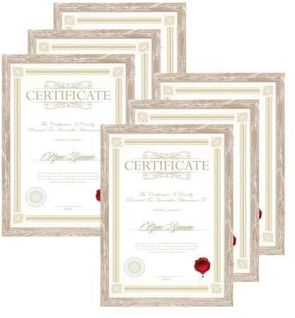 EYMPEU Cornice A4 Set di 6 Marrone Chiaro,Cornice da Tavolo o Parete, Adatta per Esporre Varie Foto e Opere d'arte