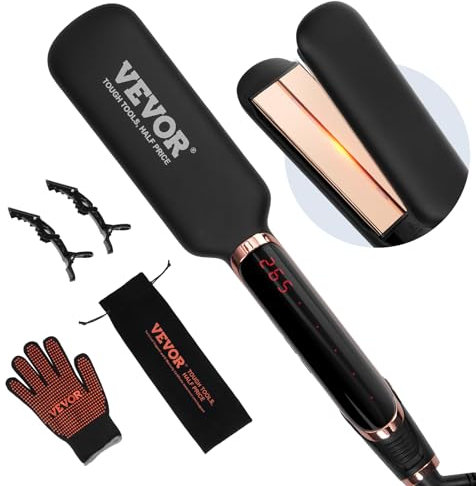 VEVOR Piastra per Capelli 50,8 mm Piastra per Capelli in Titanio con Tecnologia a Infrarossi Ioni Negativi, Riscaldamento Rapido con Schermo LCD, 11 Livelli di Temperatura per Viaggi a Casa in Salone