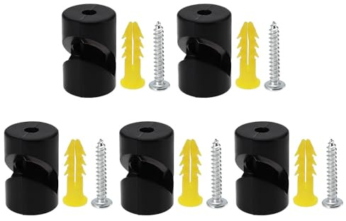 Create idea 5 Juegos Descentralizadores Alambre Negro con Tornillos Tubo de Expansión Pared Techo Cable Descentralizador V Gancho Accesorio Cable Clip de Plástico