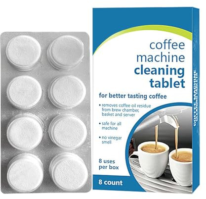 Compresse per la pulizia del caffè – Macchine da caffè a goccia, pillole per la pulizia della macchina del caffè, compresse anticalcare per macchine da caffè, 8 pastiglie anticalcare, pulizia sicura