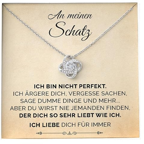 SOFIA FERRER Halskette Damen mit Knotenanhänger, Jahrestag Geschenk Für Sie, Hochzeitstag Geschenke Für Frauen, Geschenke für Valentinstag, romantischer Schmuck im Geschenketui