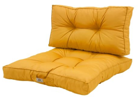 deco arts Coussins pour Salon de Jardin - Coussins extérieur - 60x60 cm - Coussin de Remplacement pour Fauteuil, Banc & Chaise d'extérieur - Imperméable, Confortable & capitonné - Jaune