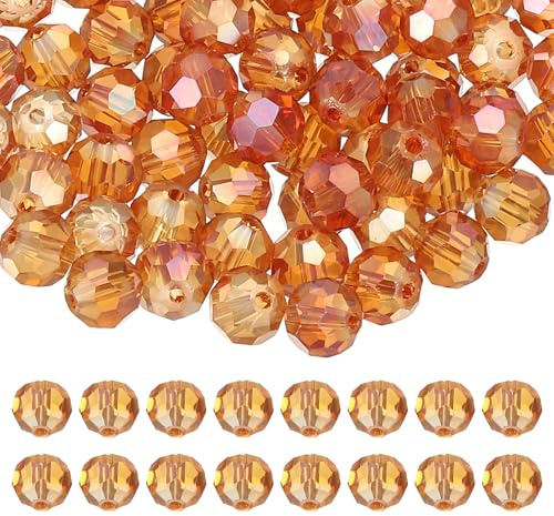 PATIKIL 8mm Round Crystal Beads 100 Pcs Glass Faceted Beads, Burgundy | Loose Spacer Bead for Jewelry Making Bracelet Necklace Earrings Wind Chimes Craft