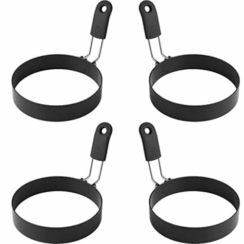 Egg Rings 3.5 Inch Stainless Steel Nonstick Egg Ring, Set of 4 Egg Rings for Frying Eggs, Round Cooking Egg Pancake Mold Egg Mold for Griddle