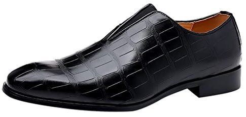 Scarpe da uomo, da lavoro, classiche, in pelle, con lacca, eleganti, Oxford, larghe, da sposa, leggere, per costume tradizionale, Nero , 45 EU
