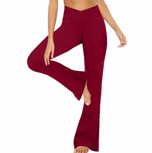 Neteson Pantaloni da Yoga Donna Vita Alta Pantaloni Campana a Zampa V-Cross | Leggins Sportivi Push Up Fared Leggings Palestra Fitness Danza Casual