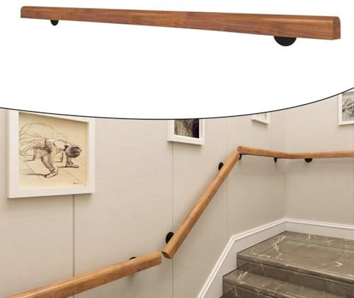 Advokingtap Corrimano in legno di pino da 50 cm, con staffe, antiscivolo, ringhiere per scale, asta di supporto contro il muro, kit per anziani e bambini
