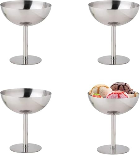 4 Pièces Coupe À Glace En Acier Inoxydable - 200ml Coupes À Dessert En Acier Inoxydable,Bol À Crème Glacée,Verre À Champagne En AcierInoxydable Pour Crème Glacée, Dessert, Fruits, Apéritif, Pudding