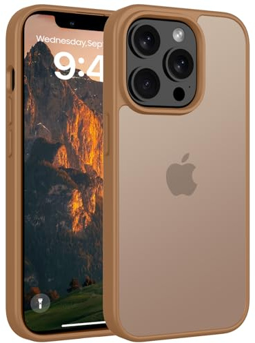 Andwing Matt Hülle für iPhone 14 Pro 6.1 Zoll Braun | Militärstandard FallSchutz Handyhülle,Mattierte Durchscheinende Rückseite Schutzhülle,Anti-Fingerabdruck Kratzfest Haltbar