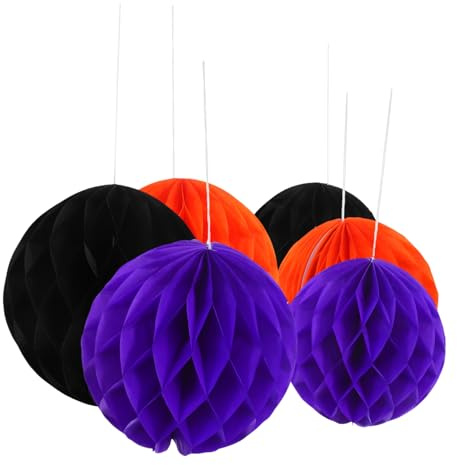 LOORGVEL 6 Piezas Decoración Festiva Pom Bolas de Panal Bolas de Panal Pompones Colgantes Decoraciones de Fiesta para Fiesta