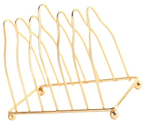 Soporte al Hierro Dorado Platos para Resistente Desgaste Escritorio | Organizador Doméstico Decorativo, Diseño Triangular Drenaje, Evita Agua Estancada en Cocina