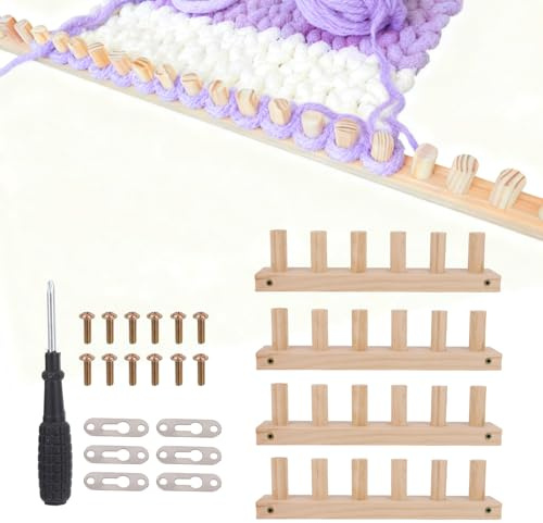 4pcs Chunky Knitting Blanket Loom Kit, 47 Thick Wooden Hand Blanket Yarn Loom with Screwdriver & Assembly Weaving Tools, DIY Crochet Good Helper for Beginners Throws Afghans Supplies Accessories