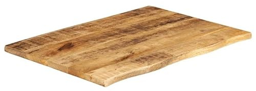 Eleganz Mesa maciza de madera de mango rugosa con acabado natural de 70 x 60 x 2,5 cm – Diseño de borde de árbol para decoración rústica