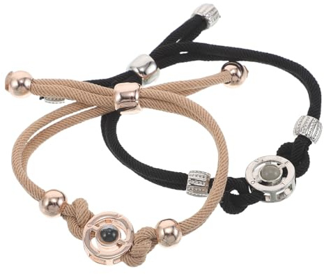 SUPVOX 2Pcs Long Distance Relationship Bracelets, Projection Bracelet | Couples projection braceletsR displaying “I Love You” in 100 languages, a romantic gift for long distance relationship