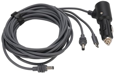 ZASCHMOY Satellite 3 in 1 Power Cable Rain Proof USB C 12 to 20V Cigarette Lighter DC Male Extension Power Cord for Disc Antenna / 9.8ft (#2)