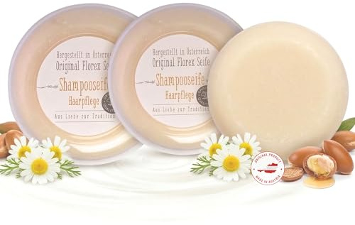 Shampooseife 2er Set 2x100 g feste Haarseife Schafmilch Arganöl in Dose | Mit Bio-Schafmilch, Arganöl, Kamillenextrakt, Glycerin und Lanolin – ohne Silikone, aus Österreich und ideal für Reisen