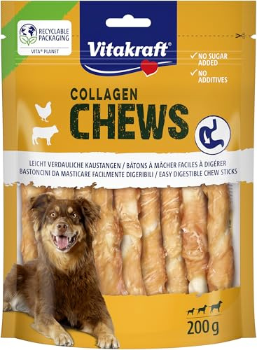 Vitakraft Collagen Chews, leicht verdauliche Hundekaustangen, mit Kollagen und Hühnchenfleisch, ohne Zusatz von Zucker (1x 200g)