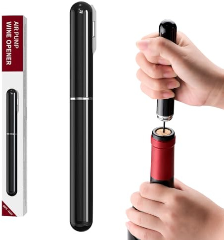 Sacacorchos de Aire Comprimido 2 en 1 – Abridor de Vino por Presión para Hombre y Mujer – Incluye Cortador de Papel Aluminio – Ideal para Reuniones Familiares, Bares y Regalos – Sacacorchos