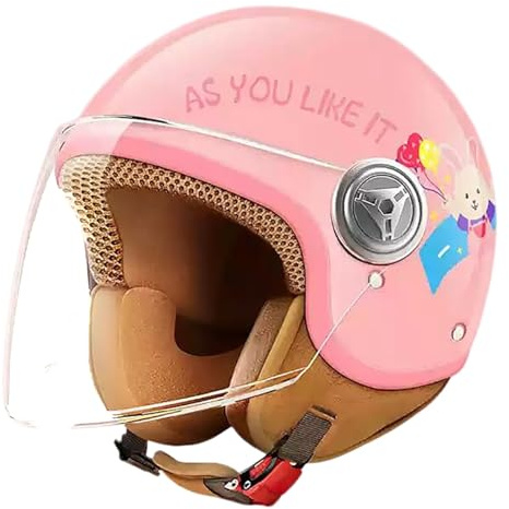 Casco Per Bambini, Casco Jet Per Monopattino, Bicicletta, Skateboard, Casco Da Moto Aperto Con Visiera, Casco Da Bici Regolabile Per Bambini Dai 4 Ai 15 Anni 3,(48-54CM)