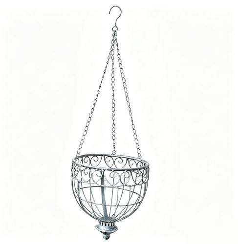 SZLIFE Fioriera sospesa Vintage in Ferro, Cestino portafiori da Parete per Giardino, Vaso semicircolare Decorativo per Esterni, Grigio