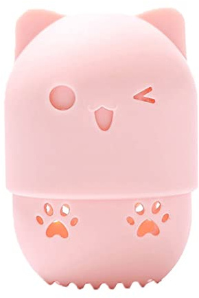 1PC Porte-éponge de Maquillage en Silicone Étui de Voyage en Forme Chat Éponge Étui Transport Protection Porte-Capsule Support séchage cosmétique (Rose), Maquillage