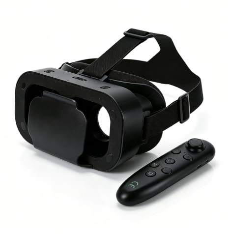 YUEHISY Virtual Reality-headset, Uppslukande 3D-glasögon med Bluetooth-kontroll, Justerbara HD-linser, Vidbild, för Filmer och Spel