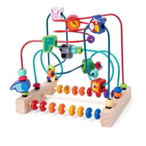 Labyrinthe Perles en Bois Éducatif, Modèle Animal à Trois Lignes | Bois et métal, pour 4-6 ans - développe coordination œil-main, stimule visuel et intellectuel, pour bébés | pour enfants
