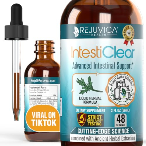 IntestiClear - Advanced Intestinal Support Supplement - Liquid Delivery for Better Absorption - Wormwood, Cloves, Black Walnut, Garlic & More!