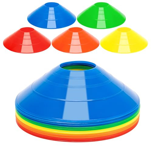 BiAnYC 25 Pcs Pro Disc Cones - Training Cones Agility Soccer Cones with Carry Bag for Training, Soccer, Football, Basketball,Kids and Other Sports and Games(5 Colors)