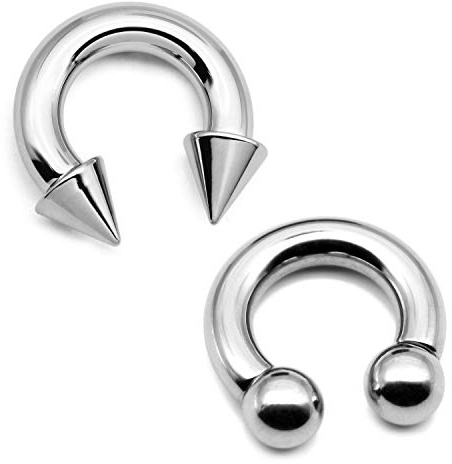 Crdifu 2Pcs PA Anello a ferro di cavallo circolare bilanciere 316L acciaio chirurgico internamente filettato gioielli corpo piercing (2-6mm)