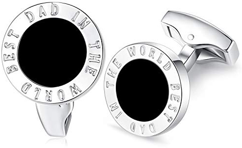 Honey Bear Herren Hochzeit Best Dad in the World Manschettenknöpfe Cufflinks Edelstahl Manschettenknopf Runden,MEHRWEG (Schwarz)