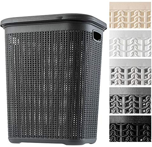 KADAX Wäschekorb, 50L, multifunktionale Wäschetruhe mit Deckel, leichter Wäschesammler, Wäschesortierer aus Kunststoff, für Bad, schmutzige Kleidung, Spielzeug, Wäschebox (anthrazit)