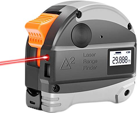 Powerful Tools Digital laseravståndsmätare, USB-uppladdningsbar lasermätare lasermätare, 5 m måttband, bärbart handtag digital avståndsmätare (Laser Tape Measure)