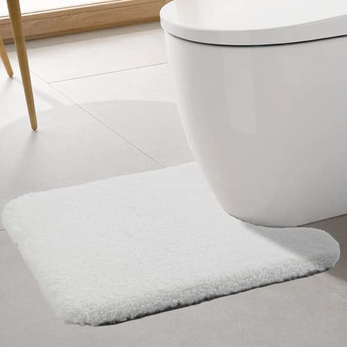 ROLIZOE WC Vorleger mit Ausschnitt Extrem Dicker WC Teppich rutschfest Klovorleger Hochsaugfähige Stand WC-Vorleger Super Weich Toilette Badteppich Mikrofaser 50 x 60cm, Weiß