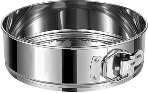 E-Gtong Moule à gâteau à charnière en acier inoxydable de 22,9 cm, étanche et antiadhésif, avec fond amovible, moule à gâteau rond à ressort pour la cuisson